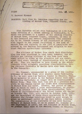 Consular report from V. Harwood Blocker, October 28, 1951, folder TM-26-32, AHSRE.