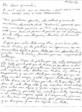 Letter from Margarita to Howdy and Mary Ann Thurman, Personal papers of Howdy and Mary Ann Thurman.