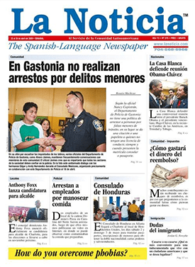 Rosario Machicao, “In Gastonia they do not arrest people for minor crimes,” La Noticia, April 22, 2009.